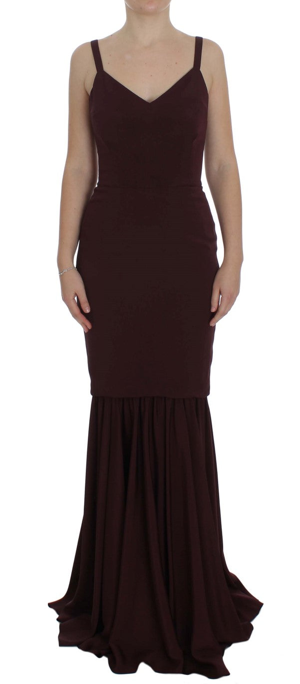 Dolce & Gabbana Full-Length Burgundy Stretch Sheath Dress