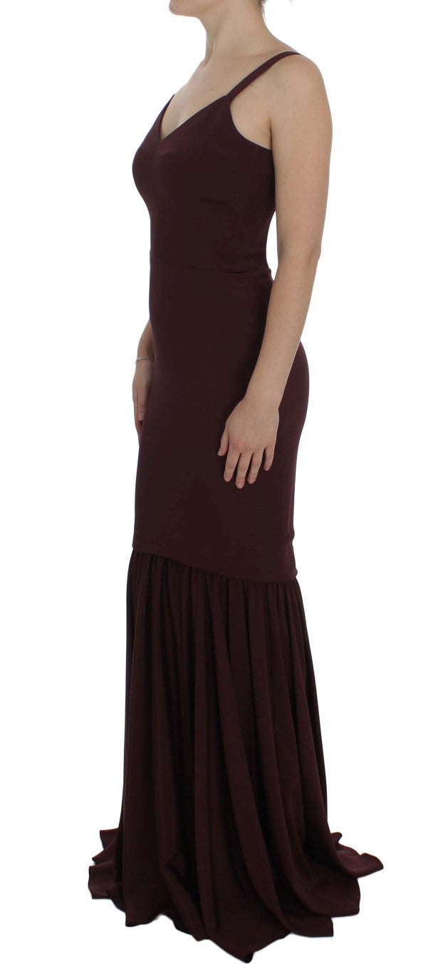 Dolce & Gabbana Full-Length Burgundy Stretch Sheath Dress