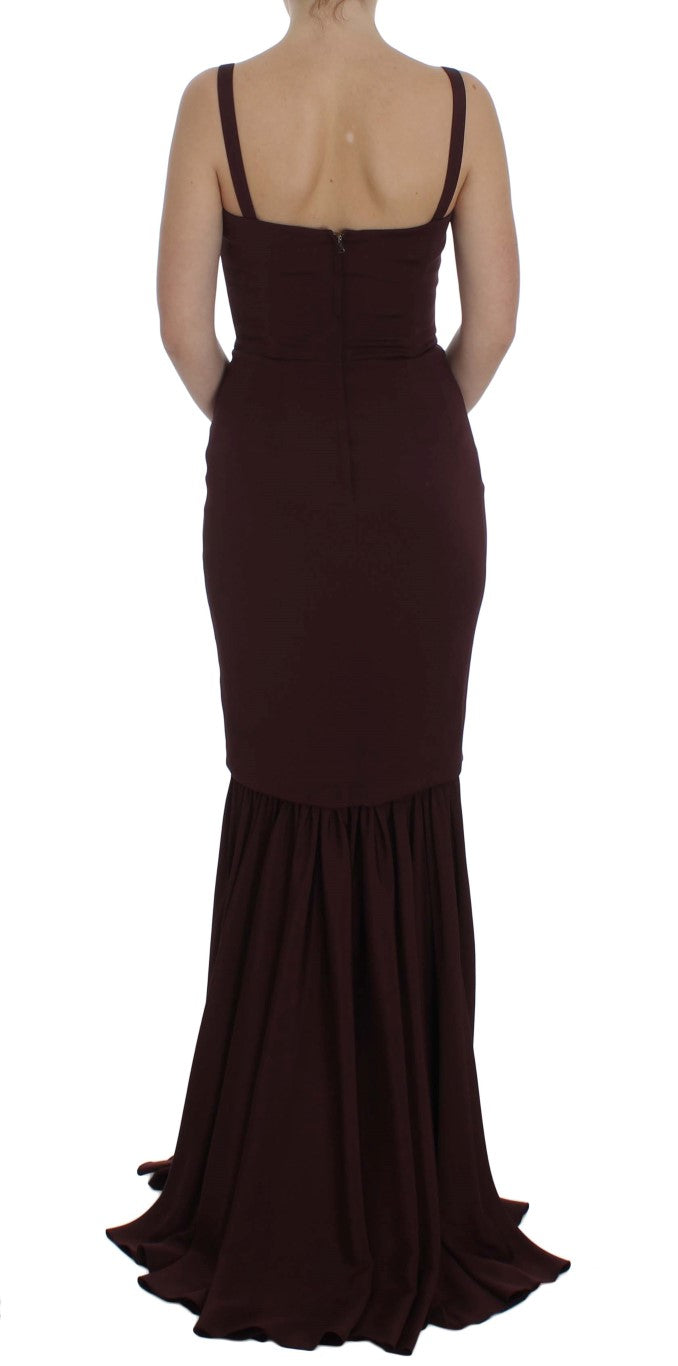 Dolce & Gabbana Full-Length Burgundy Stretch Sheath Dress