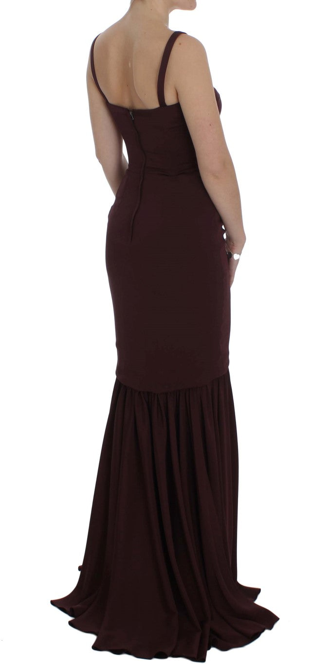 Dolce & Gabbana Full-Length Burgundy Stretch Sheath Dress