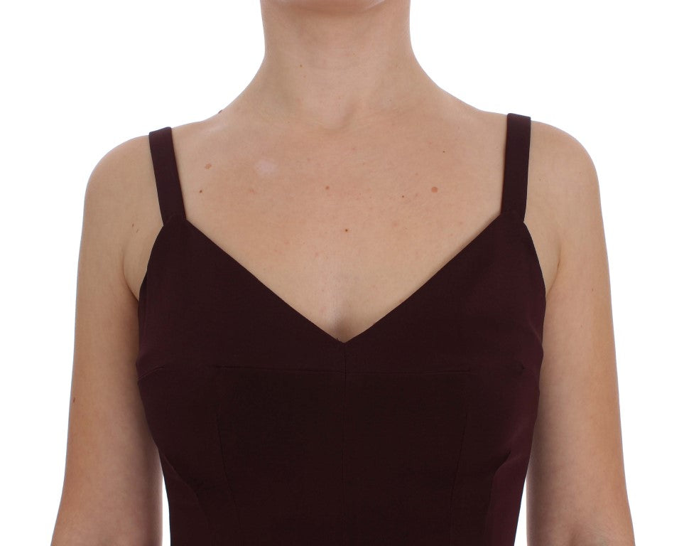 Dolce & Gabbana Full-Length Burgundy Stretch Sheath Dress