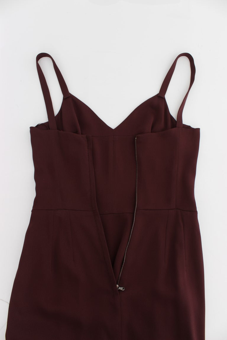 Dolce & Gabbana Full-Length Burgundy Stretch Sheath Dress