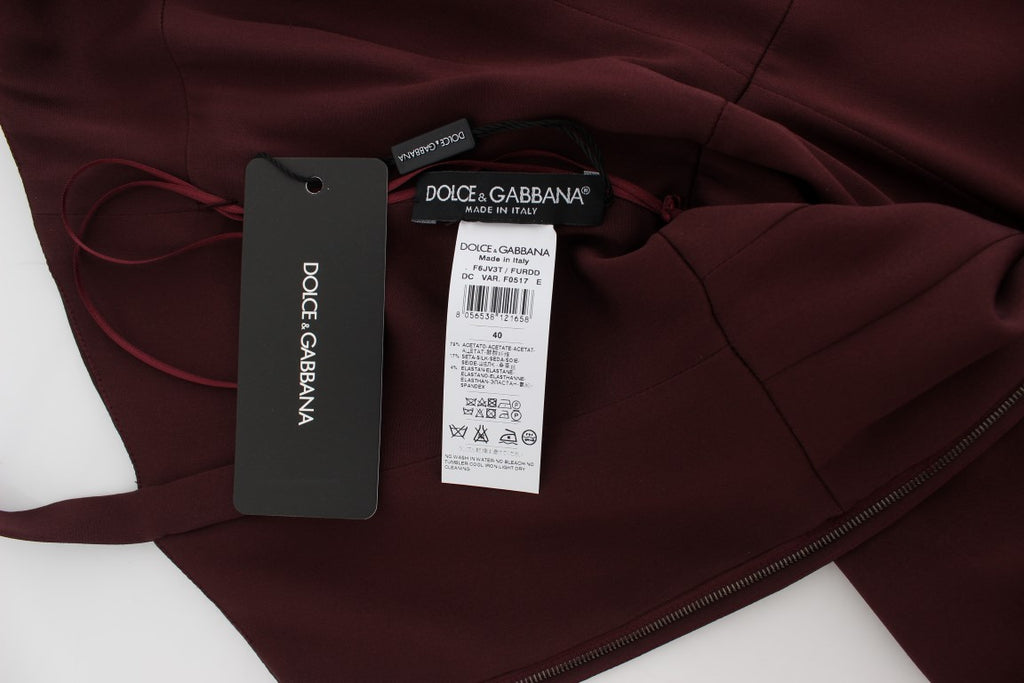 Dolce & Gabbana Full-Length Burgundy Stretch Sheath Dress