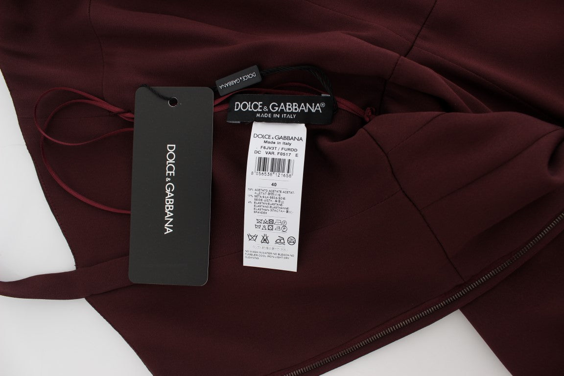 Dolce & Gabbana Full-Length Burgundy Stretch Sheath Dress