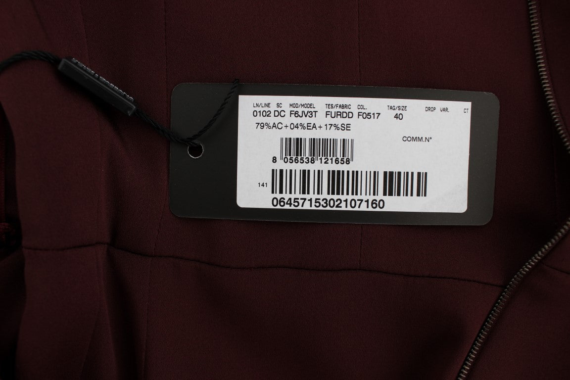 Dolce & Gabbana Full-Length Burgundy Stretch Sheath Dress