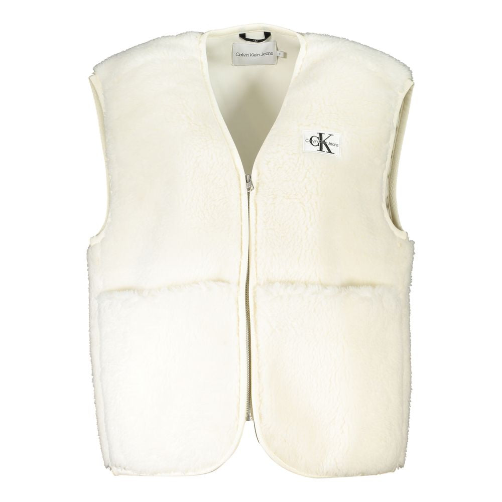Calvin Klein White Sleeveless Polyester Jacket