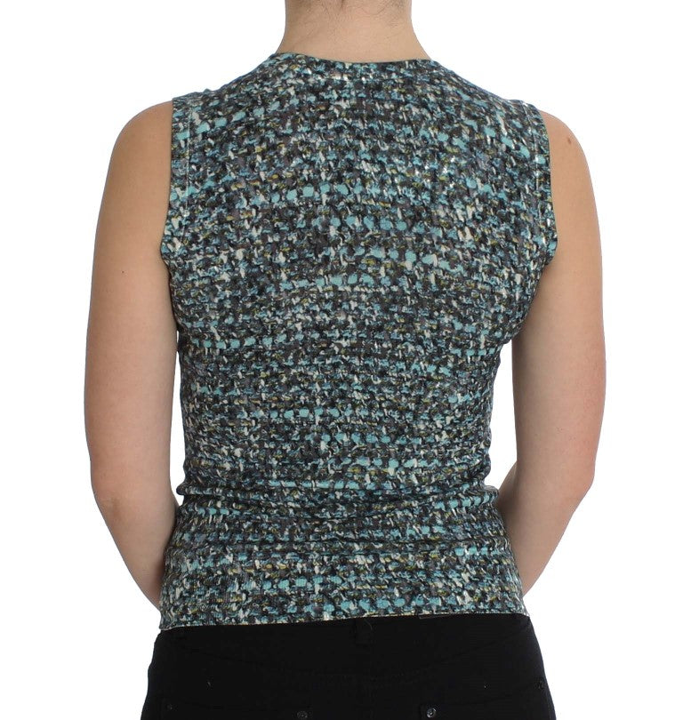 Dolce & Gabbana Blauer Wollpullover ohne Ärmel Pullover