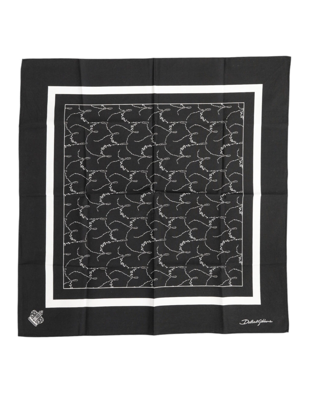 Dolce & Gabbana Black White Printed Square Men's Foulard Scarf