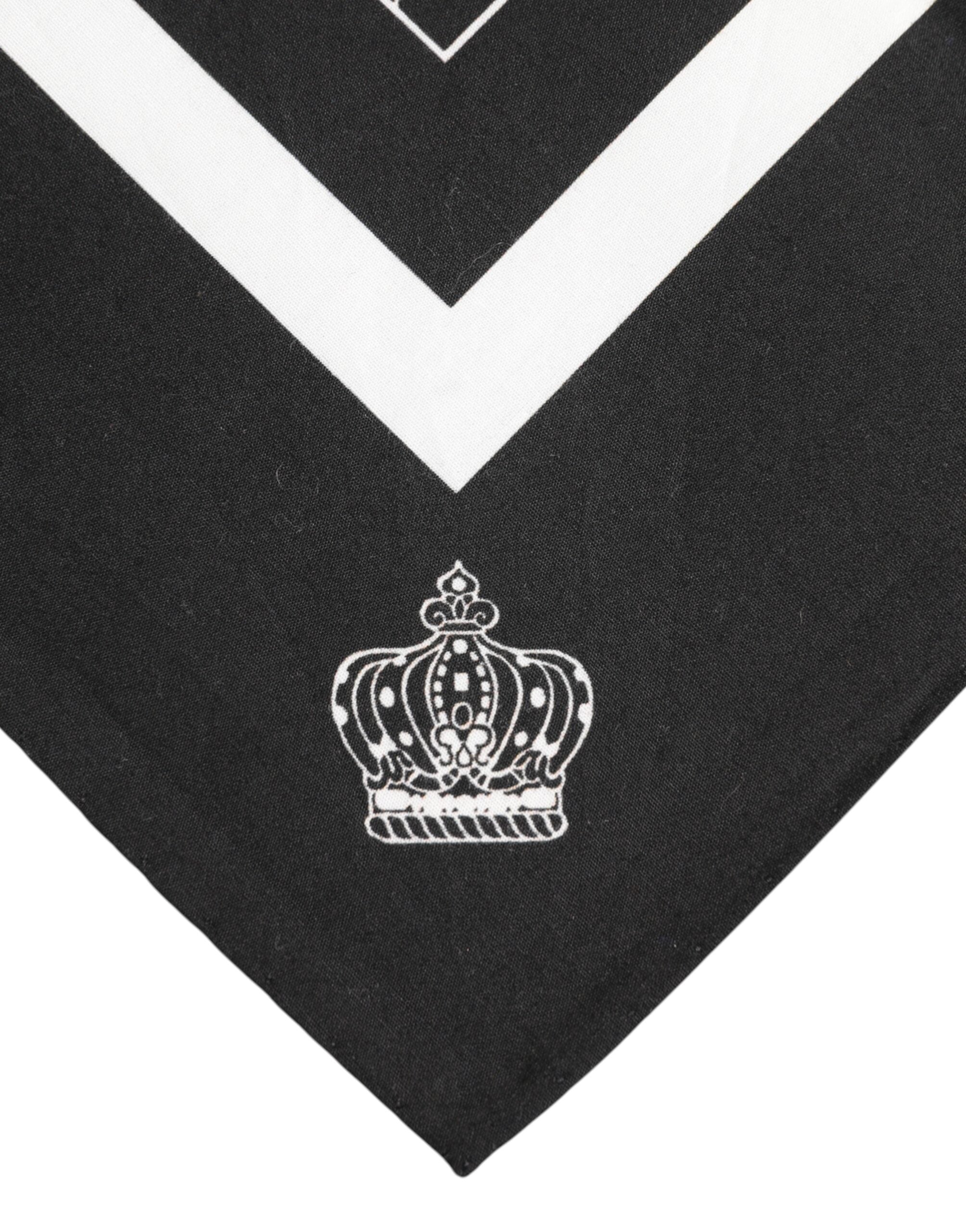Dolce & Gabbana Black White Printed Square Men's Foulard Scarf