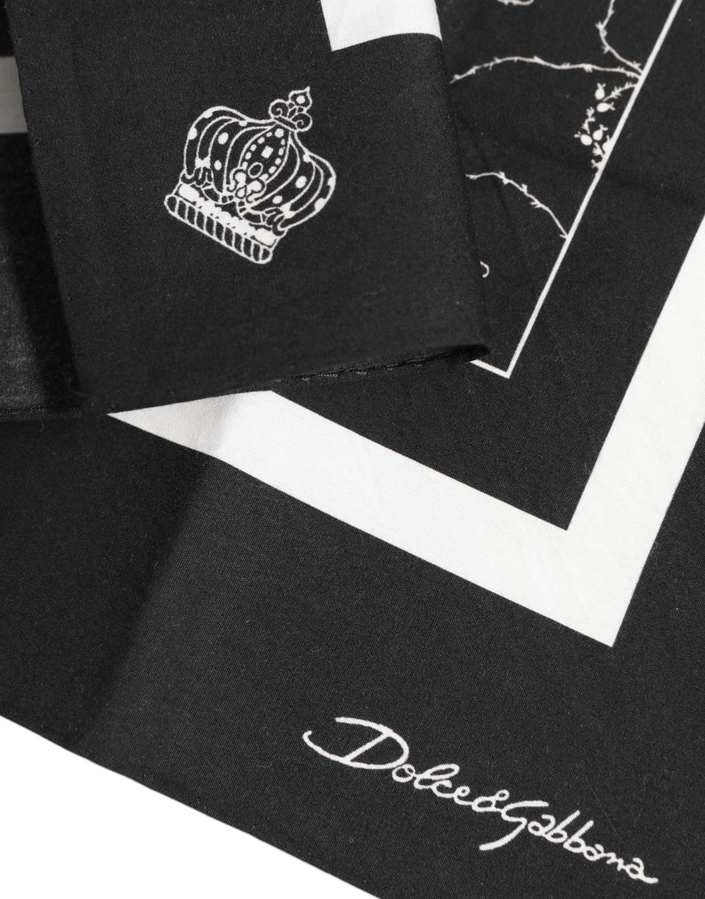 Dolce & Gabbana Black White Printed Square Men's Foulard Scarf