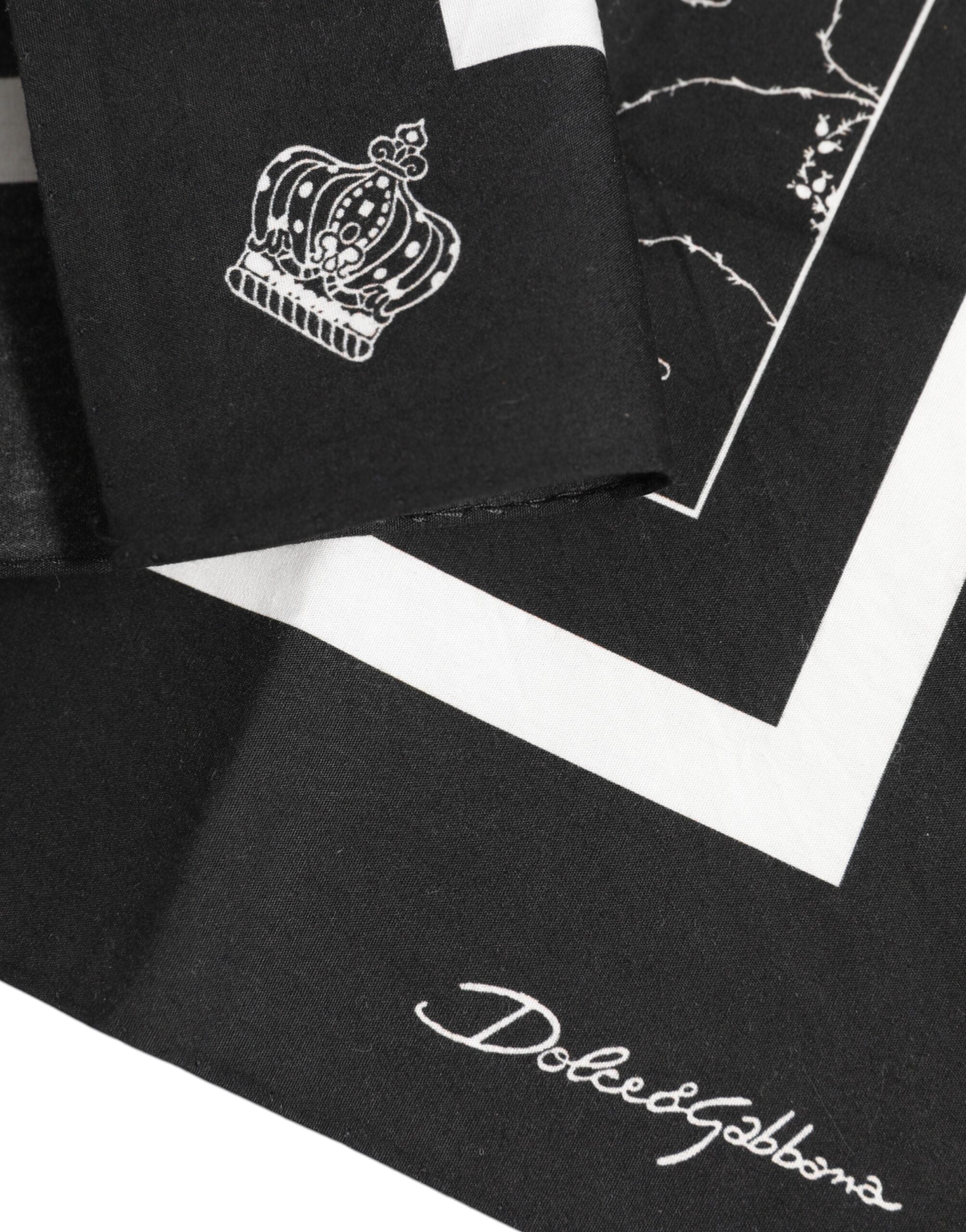 Dolce & Gabbana Black White Printed Square Men's Foulard Scarf