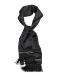 Dolce & Gabbana Black White Polka Dot Fringed Foulard Scarf