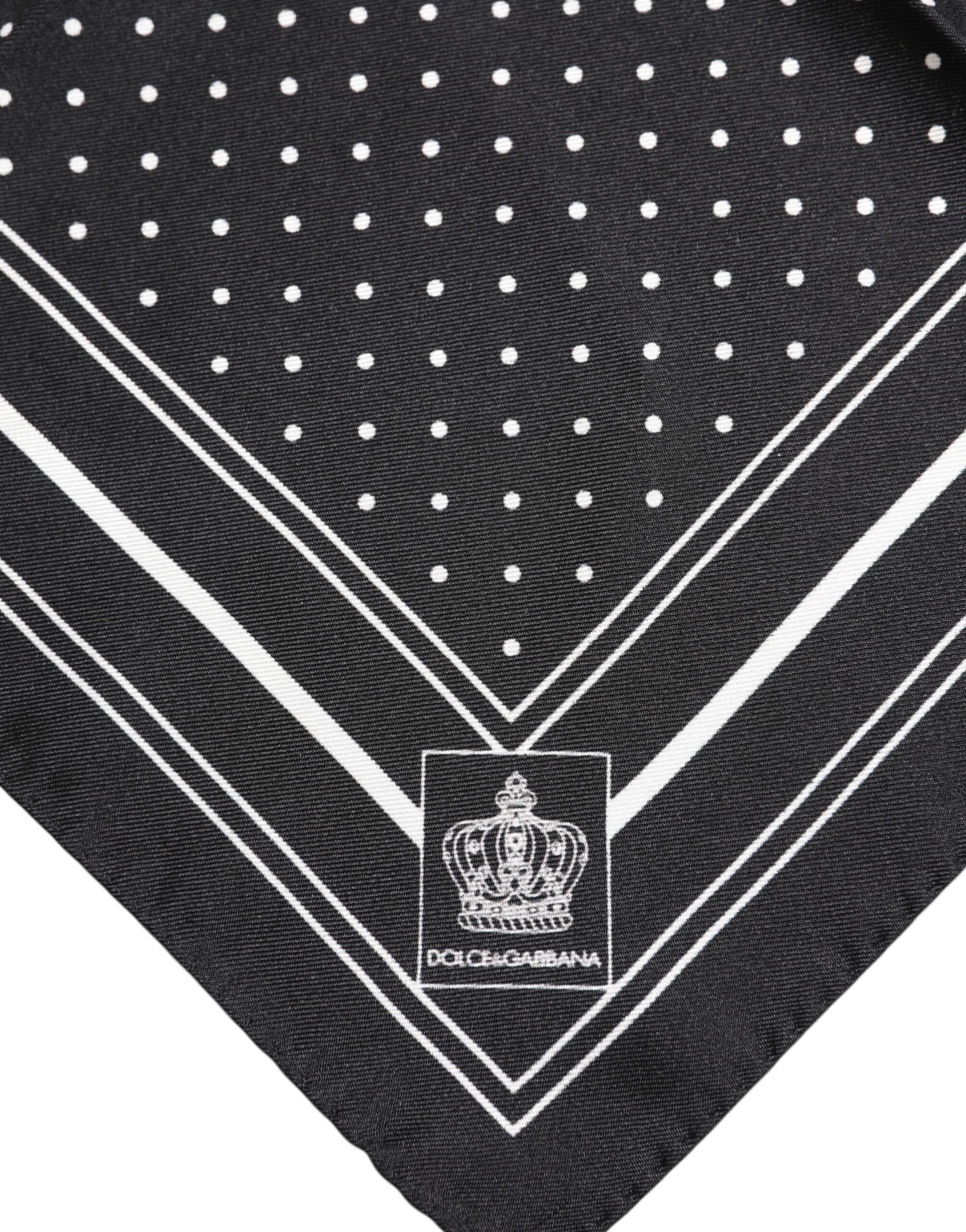Dolce & Gabbana Black White Polka Dot Men's Foulard Scarf