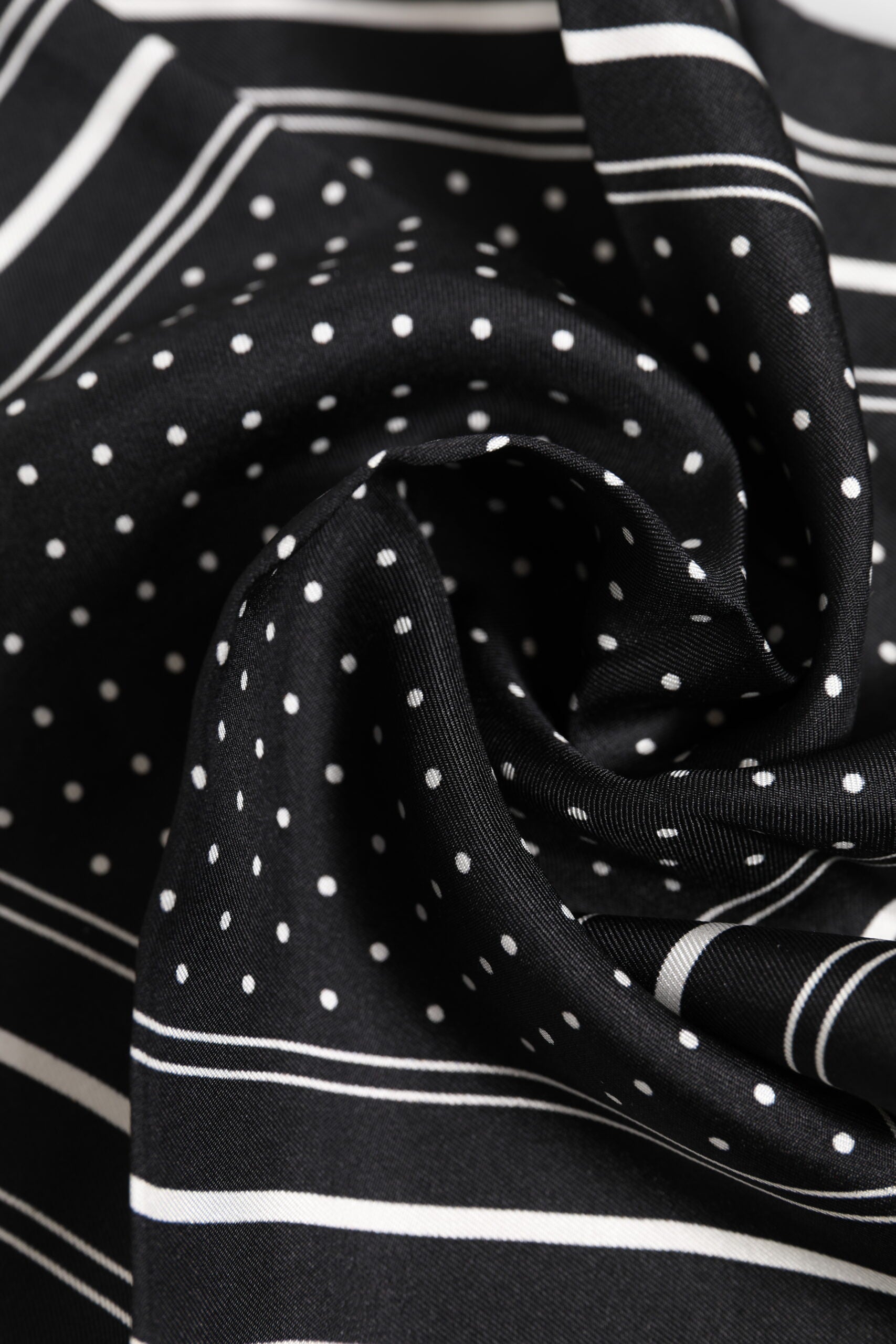 Dolce & Gabbana Black White Polka Dot Men's Foulard Scarf