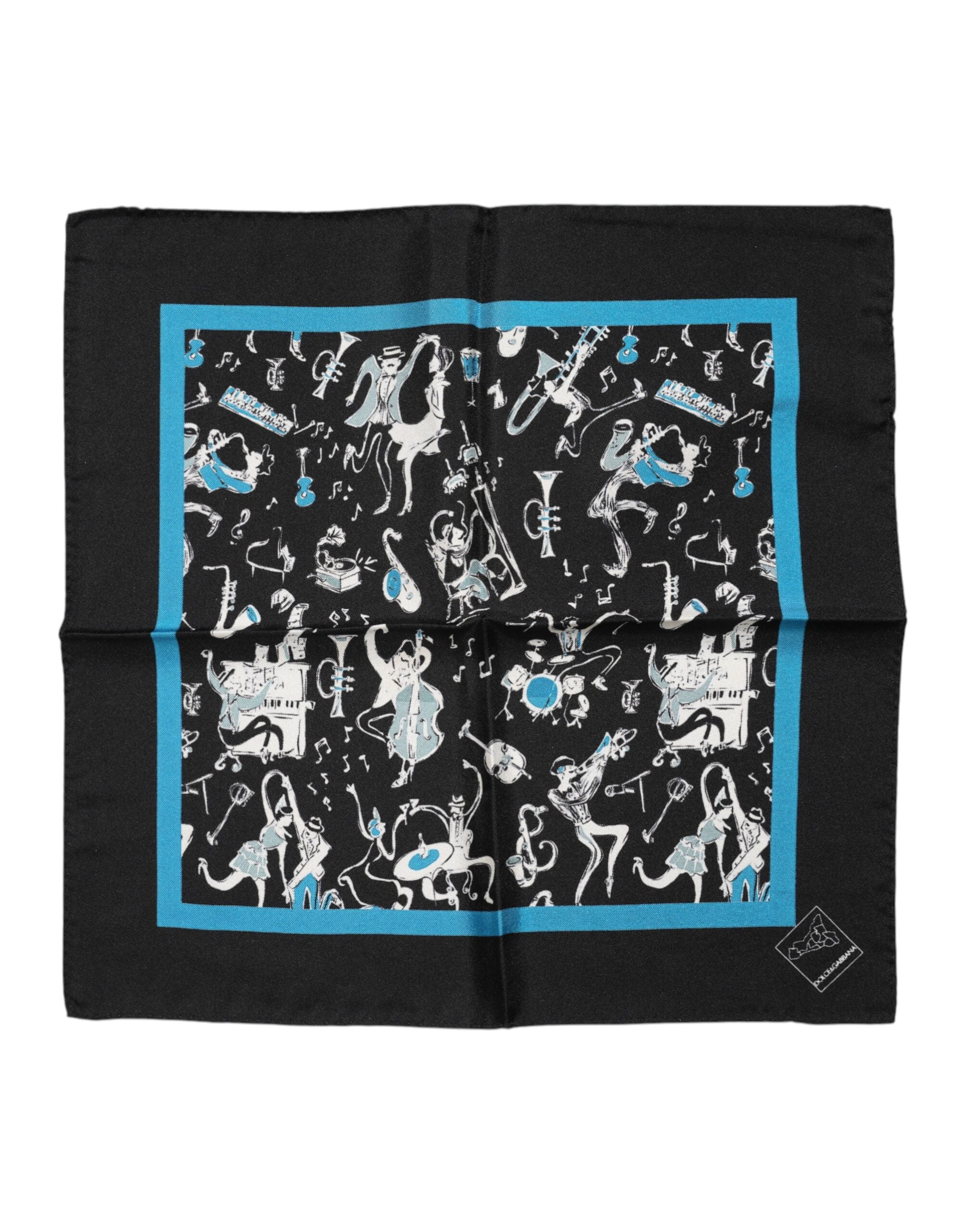 Dolce & Gabbana Black Jazz Club Silk Square Men's Foulard Scarf