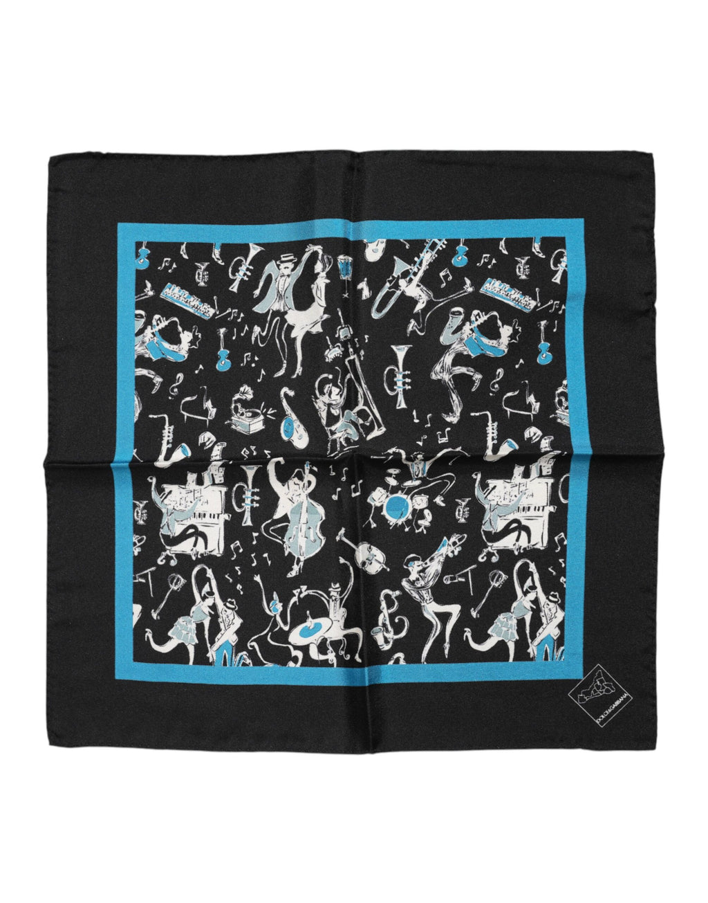 Dolce & Gabbana Black Jazz Club Silk Square Men's Foulard Scarf