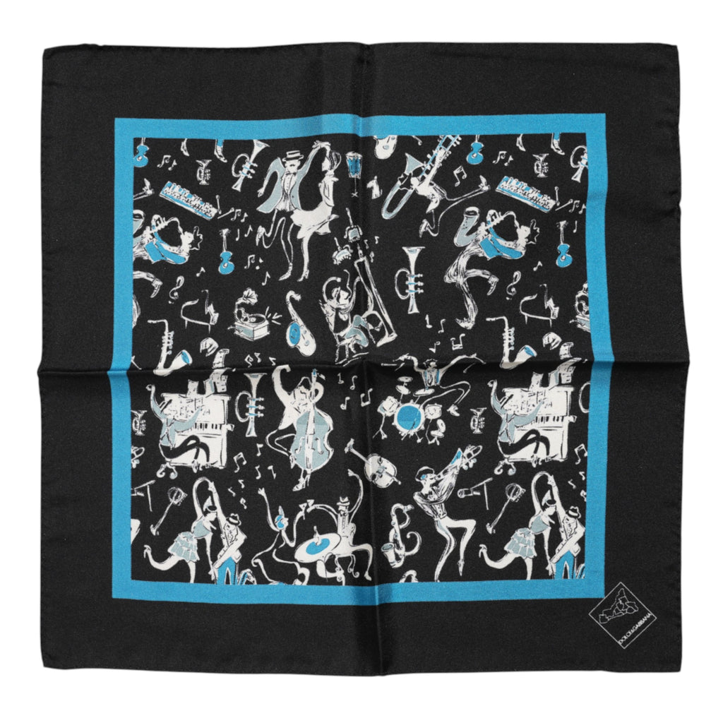 Dolce & Gabbana Black Jazz Club Silk Square Men's Foulard Scarf
