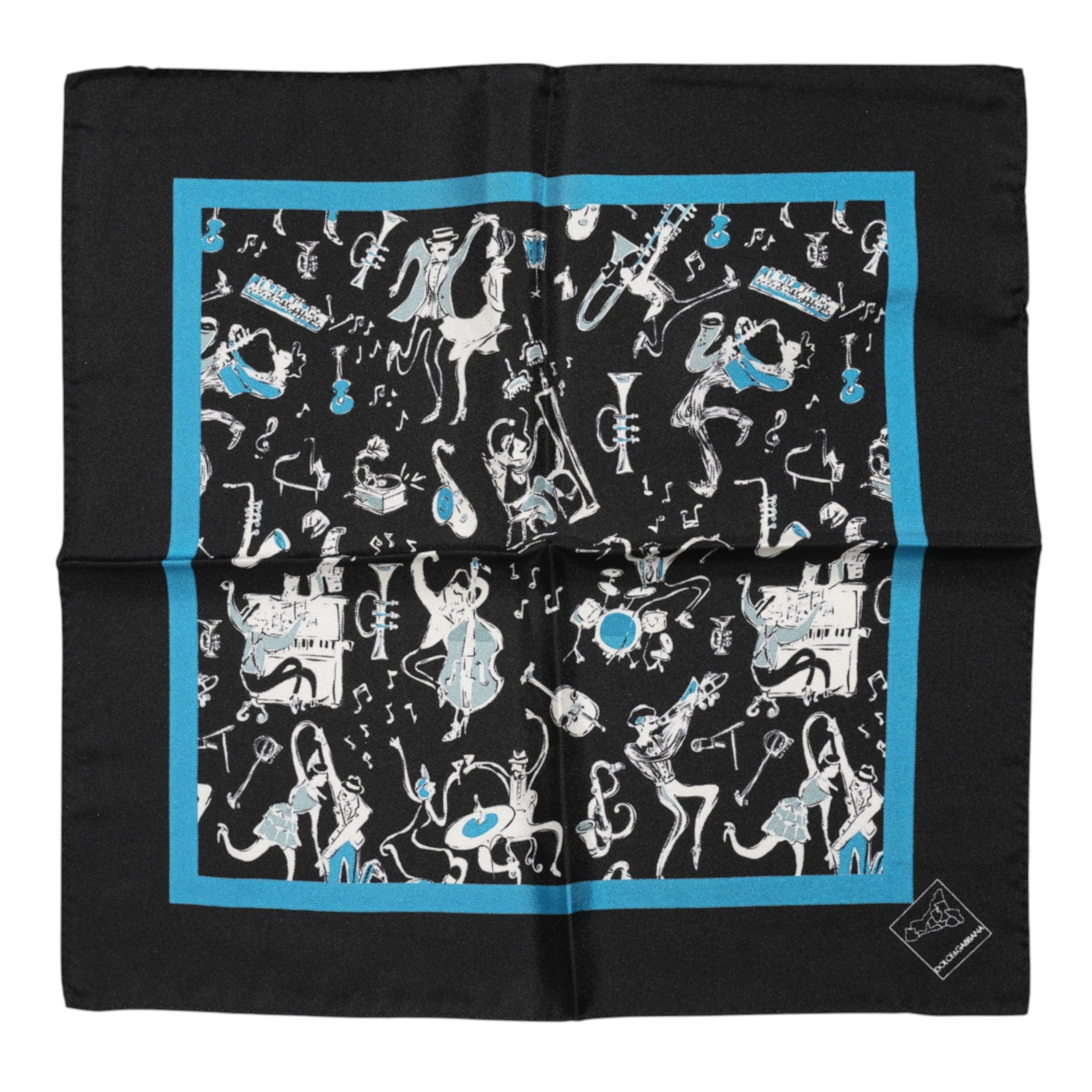 Dolce & Gabbana Black Jazz Club Silk Square Men's Foulard Scarf
