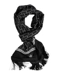 Dolce & Gabbana Schwarz Seide gedruckt Fransen Männer Foulard Schal