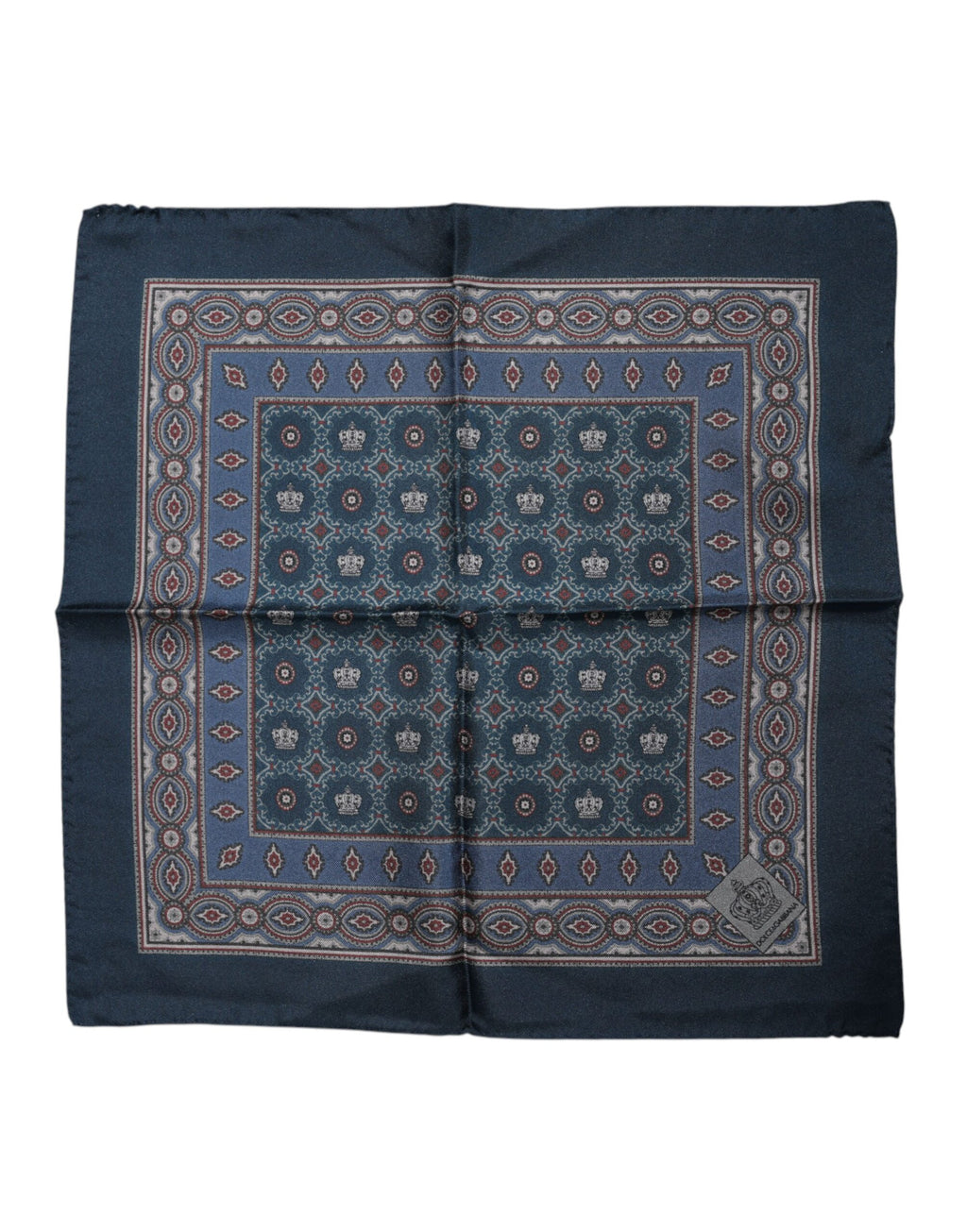 Dolce & Gabbana Blue Printed Silk Square Men's Foulard Scarf