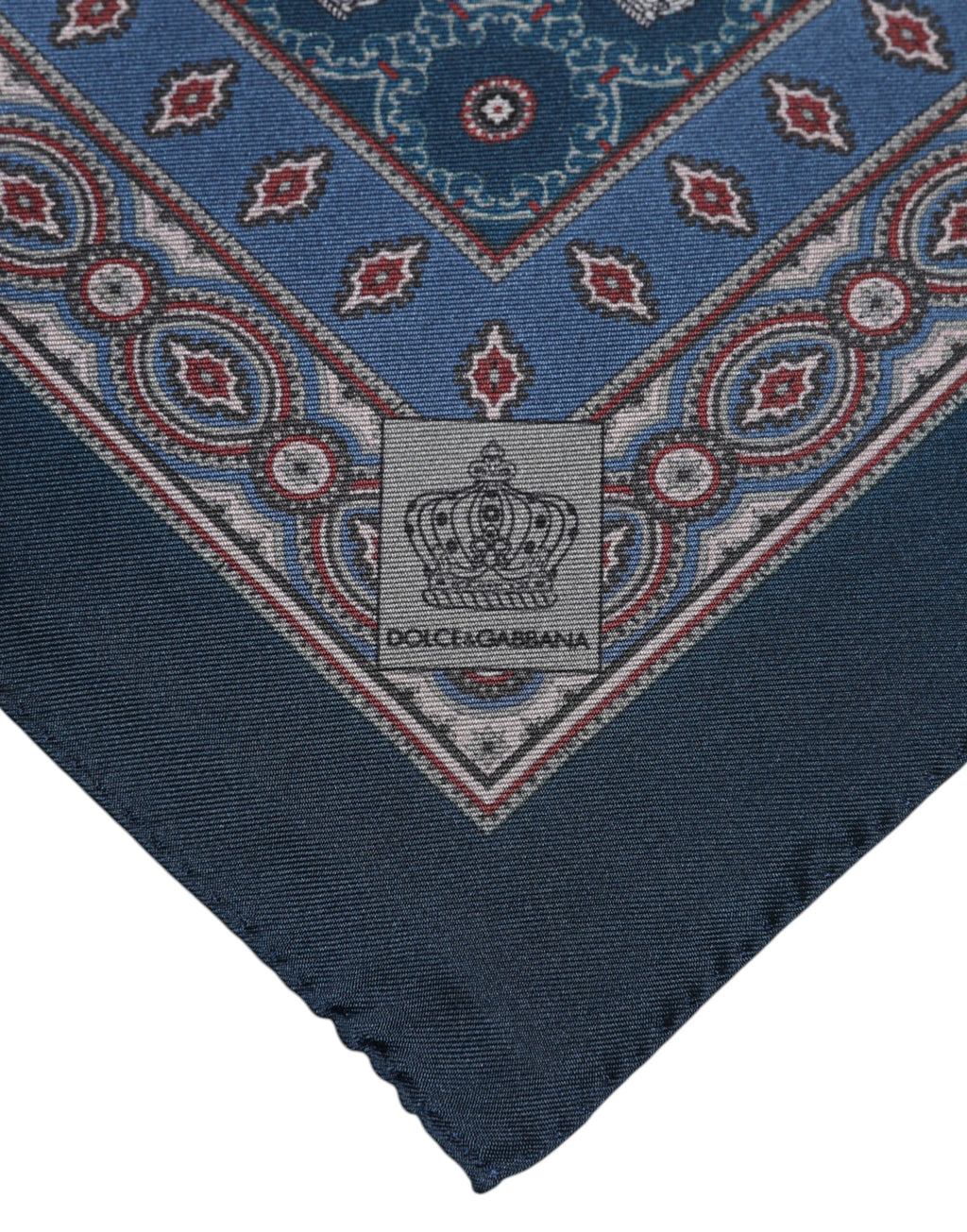 Dolce & Gabbana Blue Printed Silk Square Men's Foulard Scarf