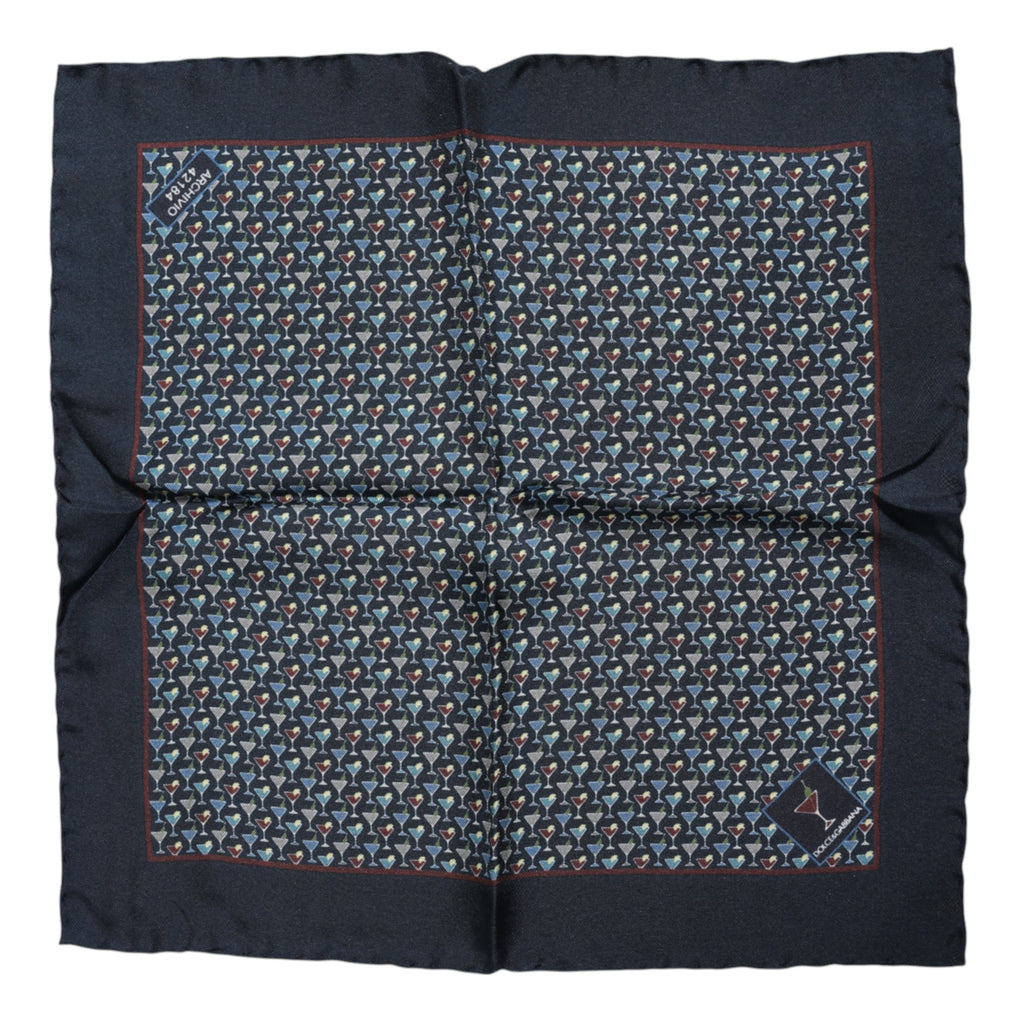 Dolce & Gabbana Square Cocktail Silk Foulard Scarf in Blue