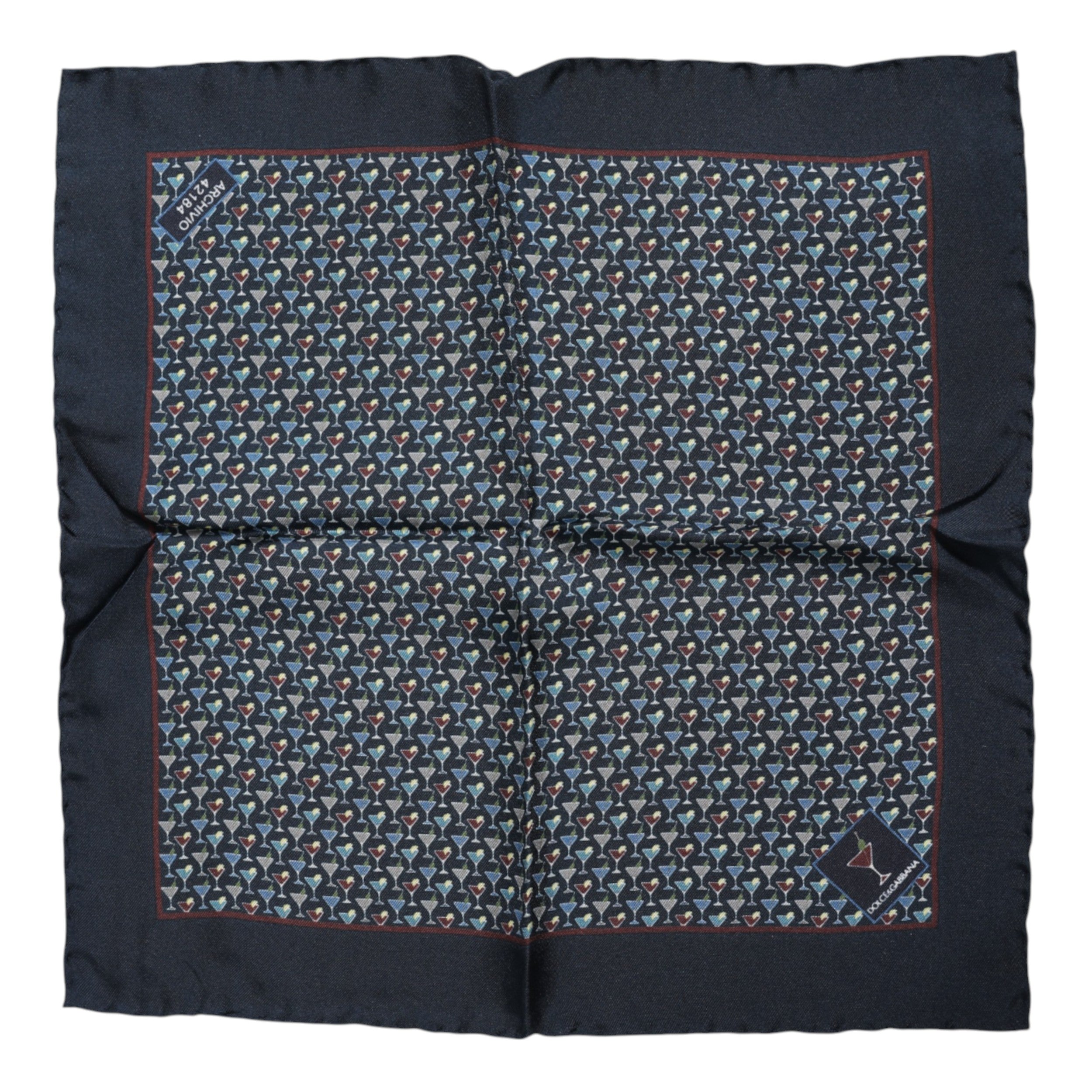 Dolce & Gabbana Square Cocktail Silk Foulard Scarf in Blue