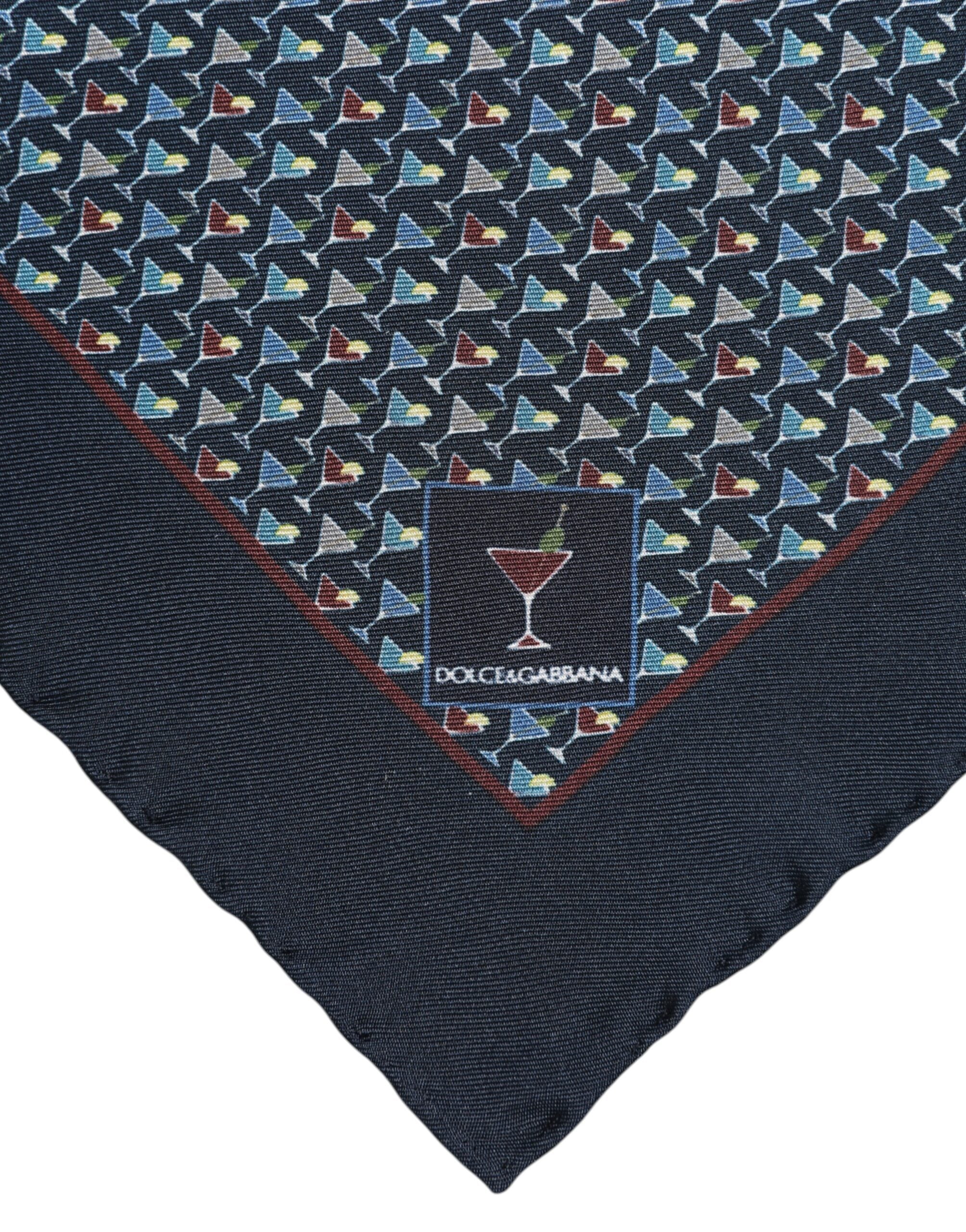 Dolce & Gabbana Square Cocktail Silk Foulard Scarf in Blue