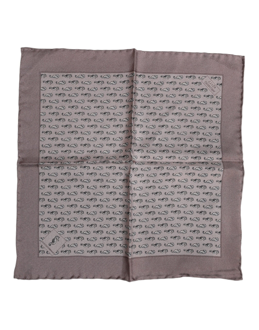 Dolce & Gabbana Brown Seahorse Silk Scarf Square Foulard