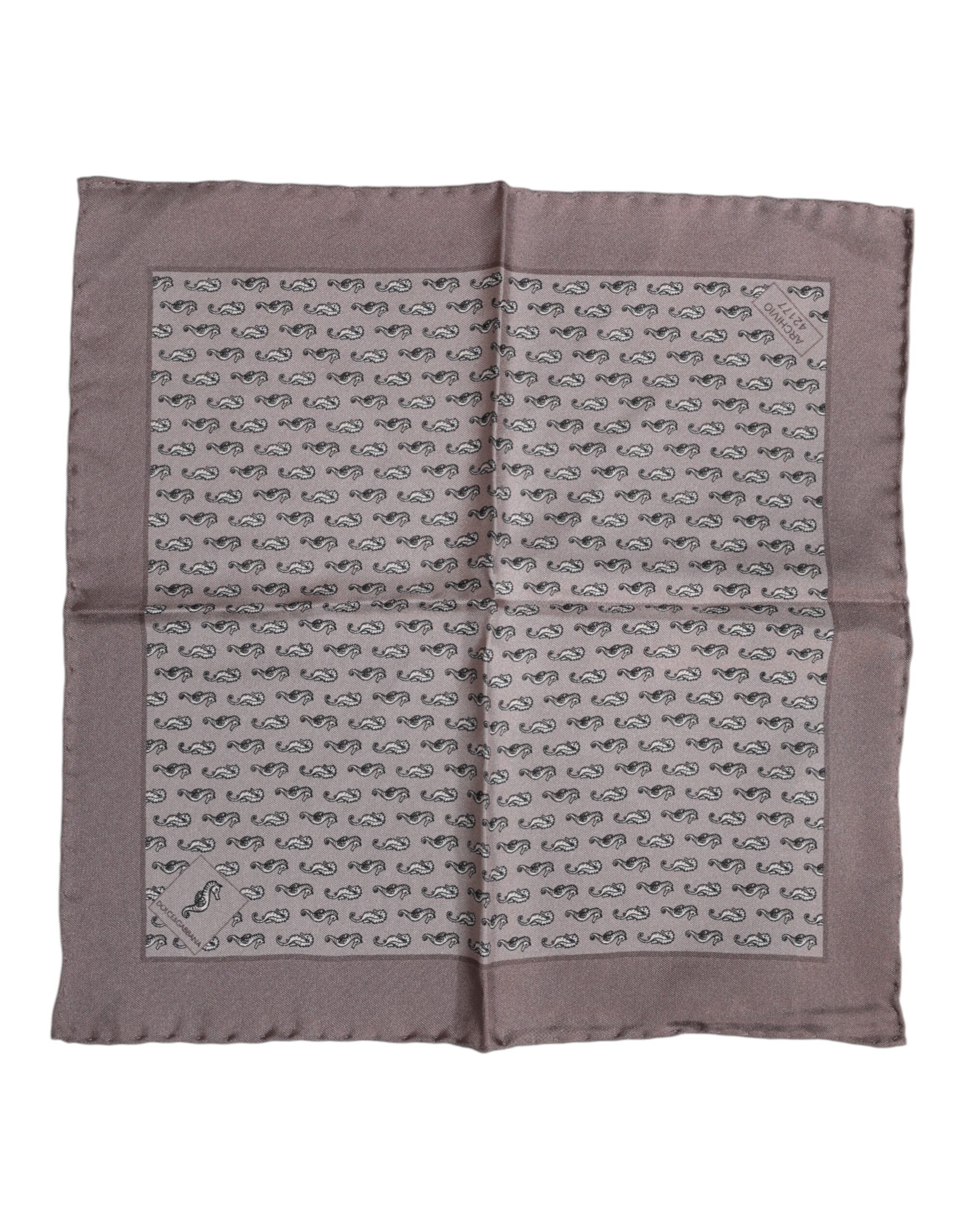 Dolce & Gabbana Brown Seahorse Silk Scarf Square Foulard