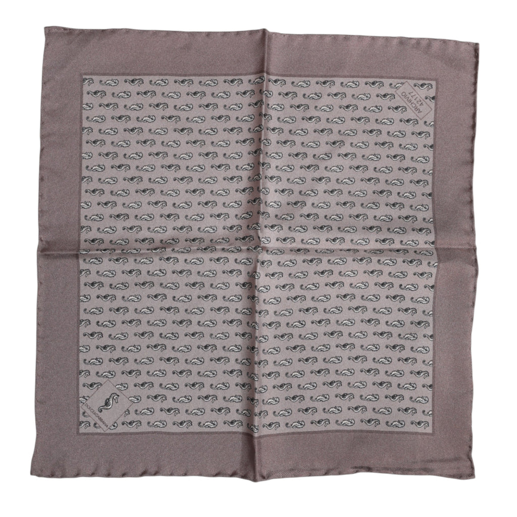 Dolce & Gabbana Brown Seahorse Silk Scarf Square Foulard