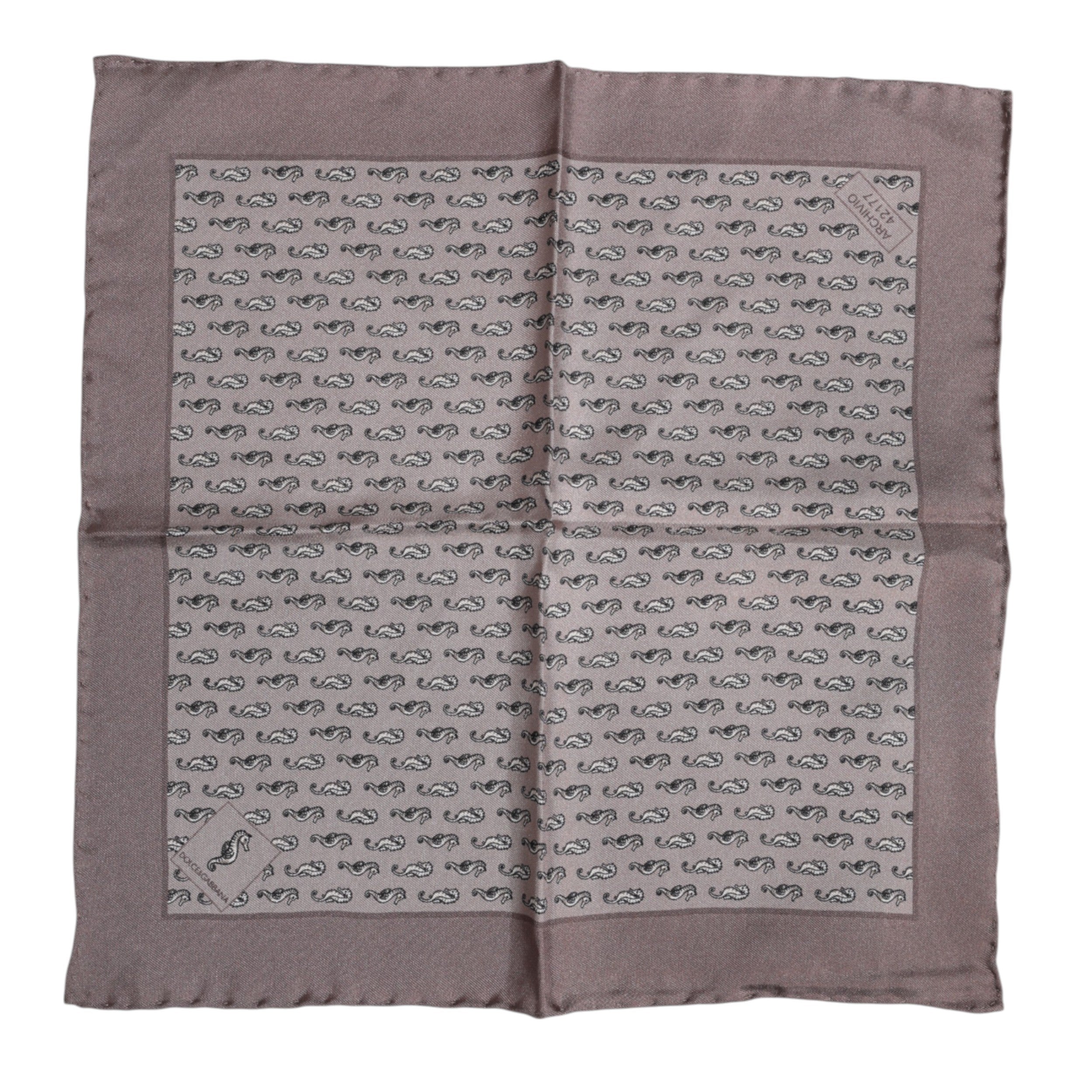 Dolce & Gabbana Brown Seahorse Silk Scarf Square Foulard
