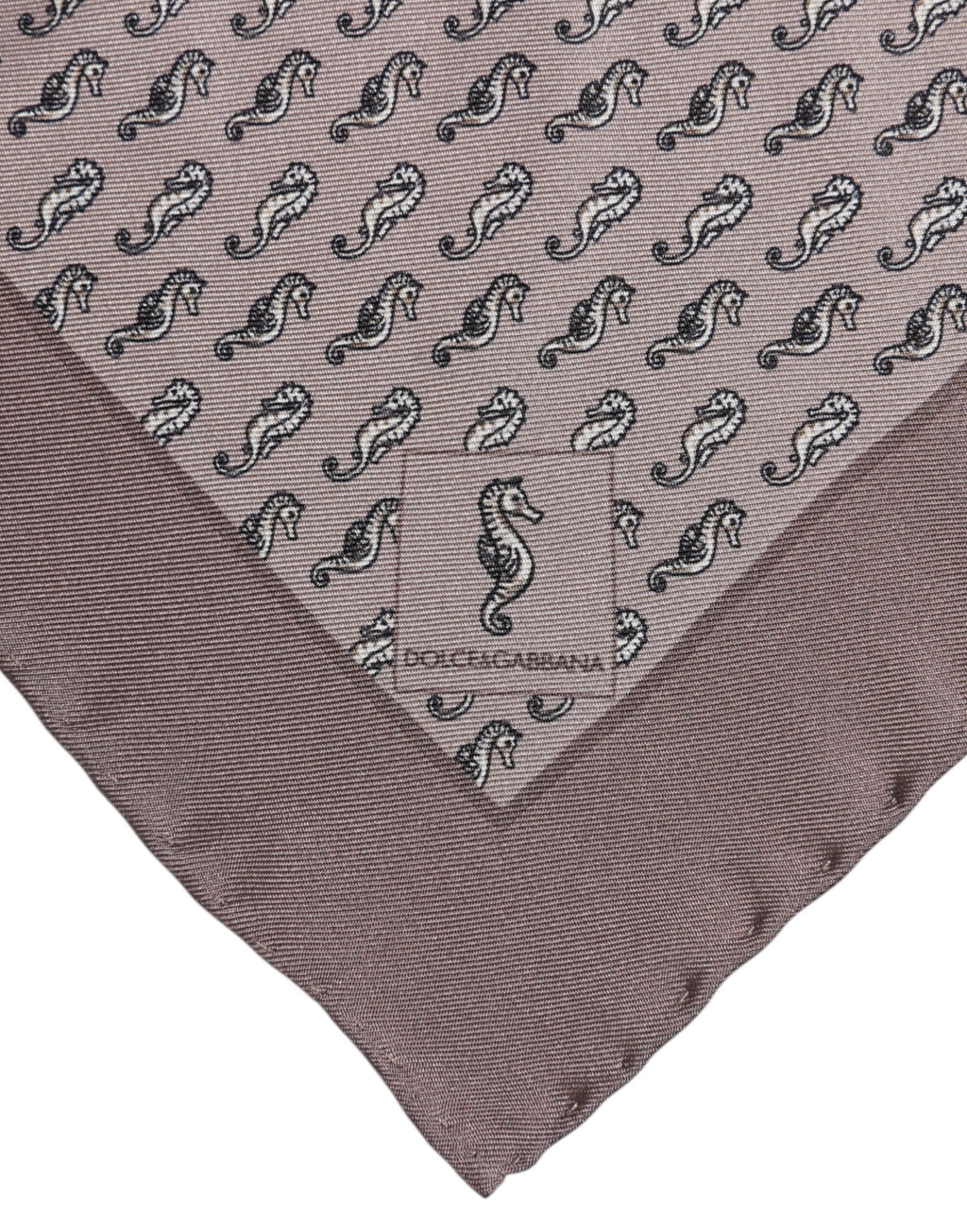 Dolce & Gabbana Brown Seahorse Silk Scarf Square Foulard