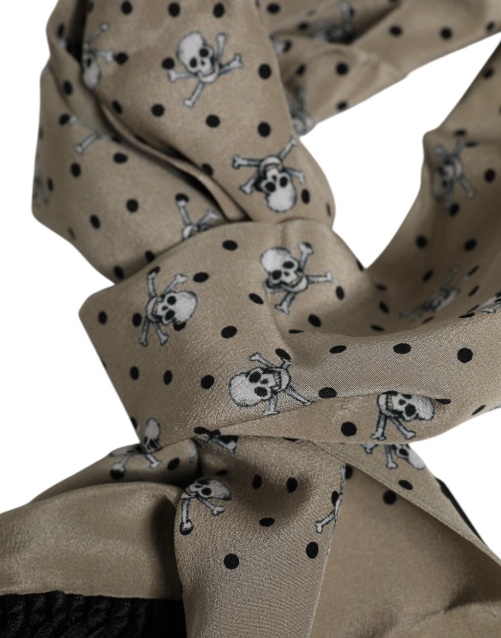 Dolce & Gabbana Gray Skull Silk Fringe Men's Foulard Scarf