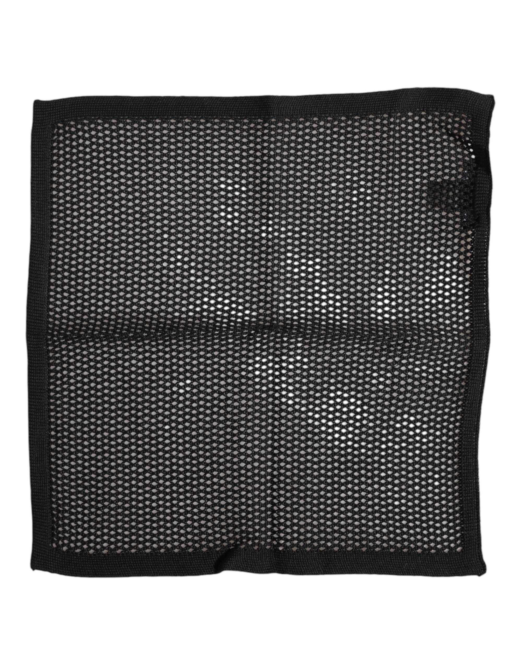 Dolce & Gabbana Black Patterned Square Foulard Scarf in Cotton