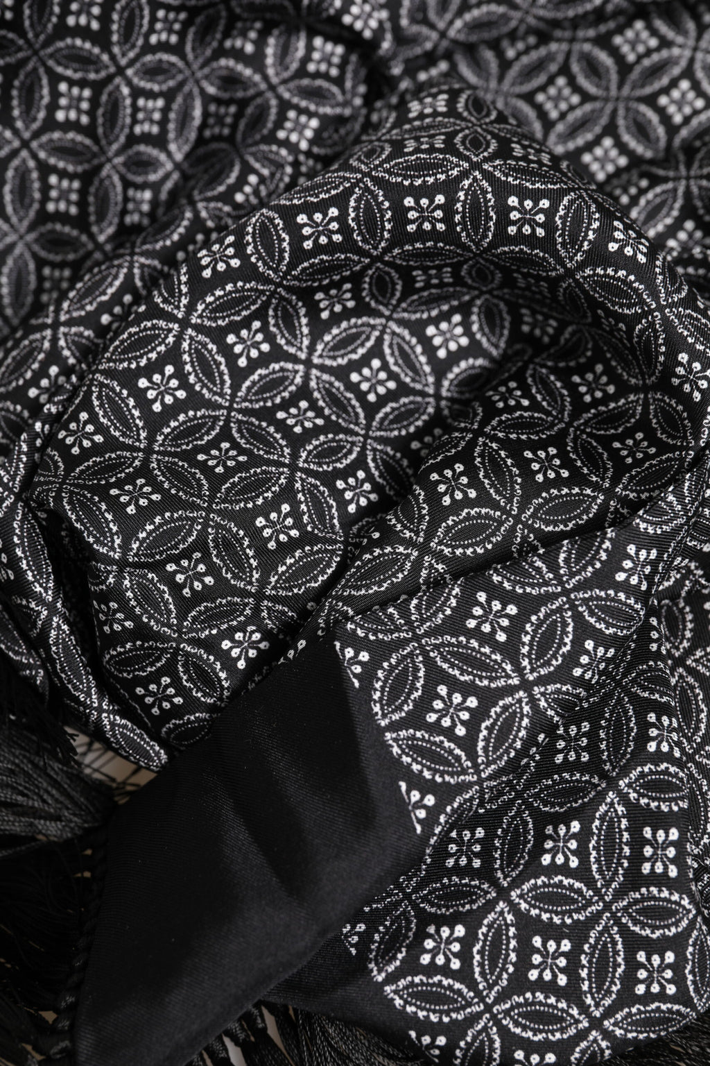 Dolce & Gabbana Black Patterned Fringe Men's Foulard Scarf