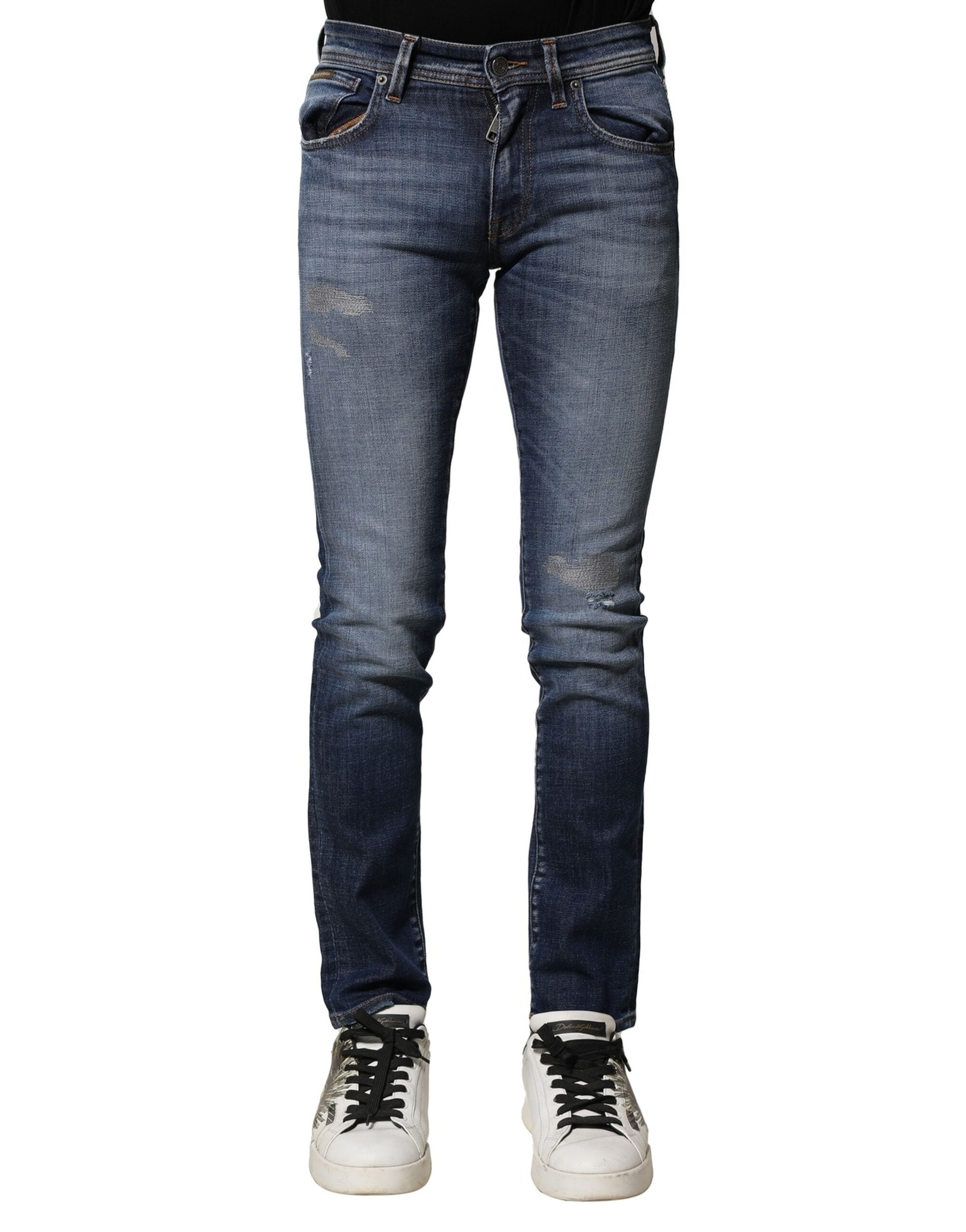 Dolce & Gabbana Blue Washed Cotton Slim Fit Men's Denim Jeans