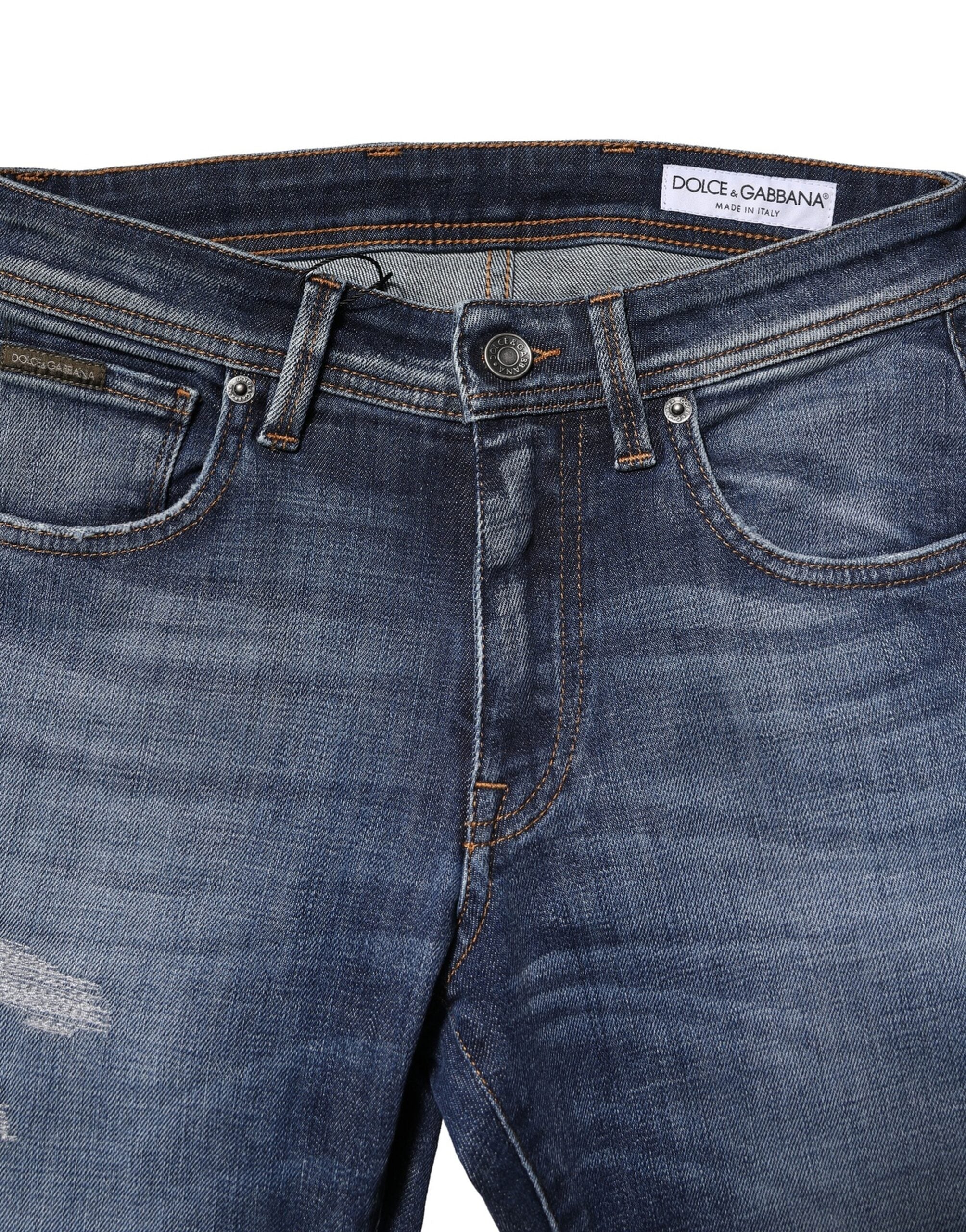 Dolce & Gabbana Blue Washed Cotton Slim Fit Men's Denim Jeans