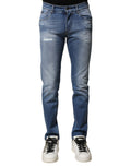 Dolce & Gabbana Blue Washed Cotton Skinny Men's Denim Jeans