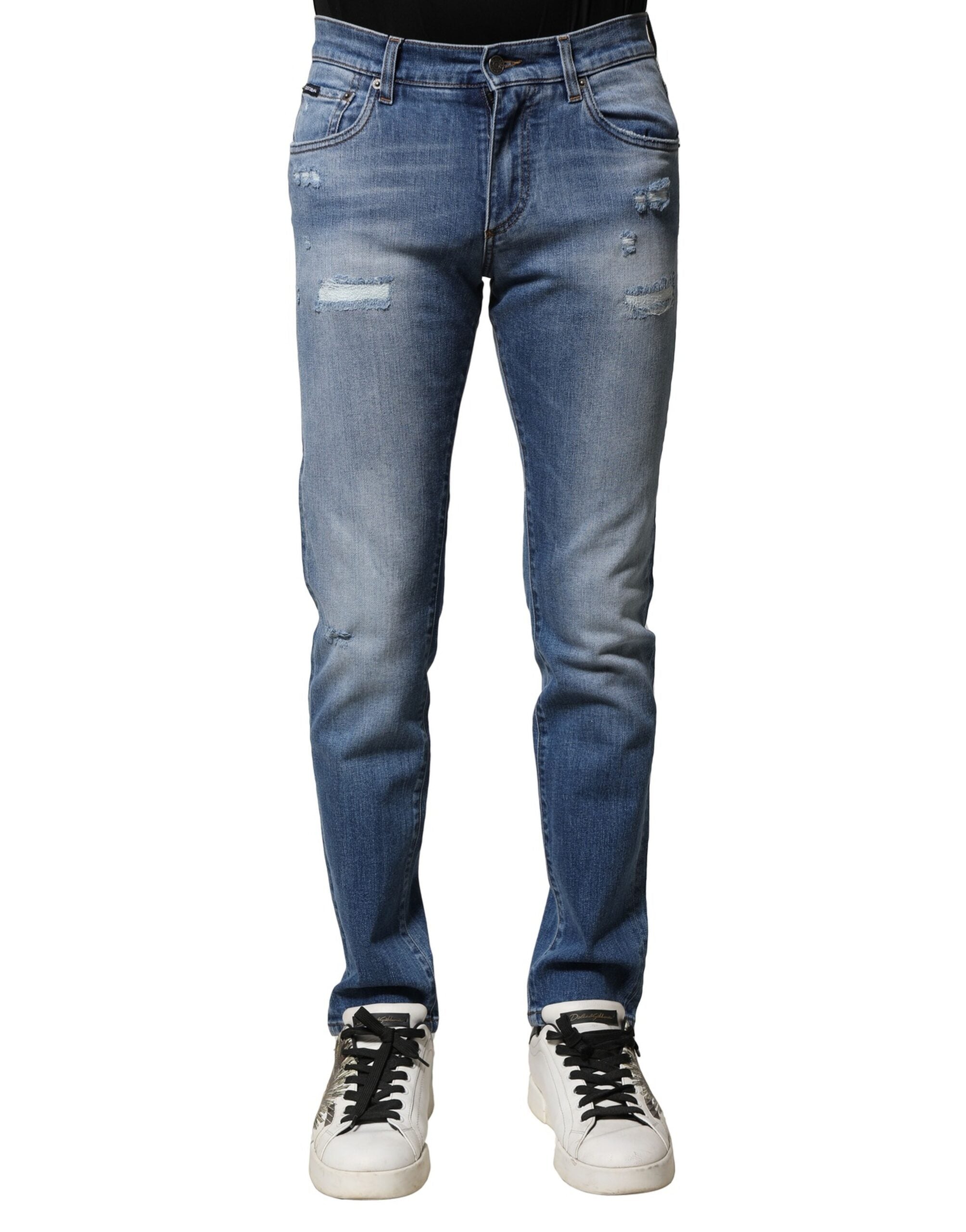 Dolce & Gabbana Blue Washed Cotton Skinny Men's Denim Jeans