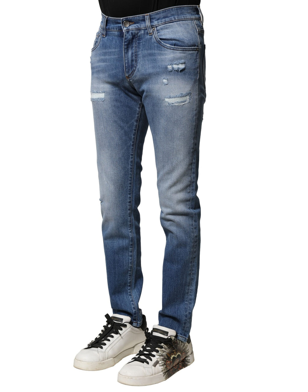 Dolce & Gabbana Blue Washed Cotton Skinny Men's Denim Jeans
