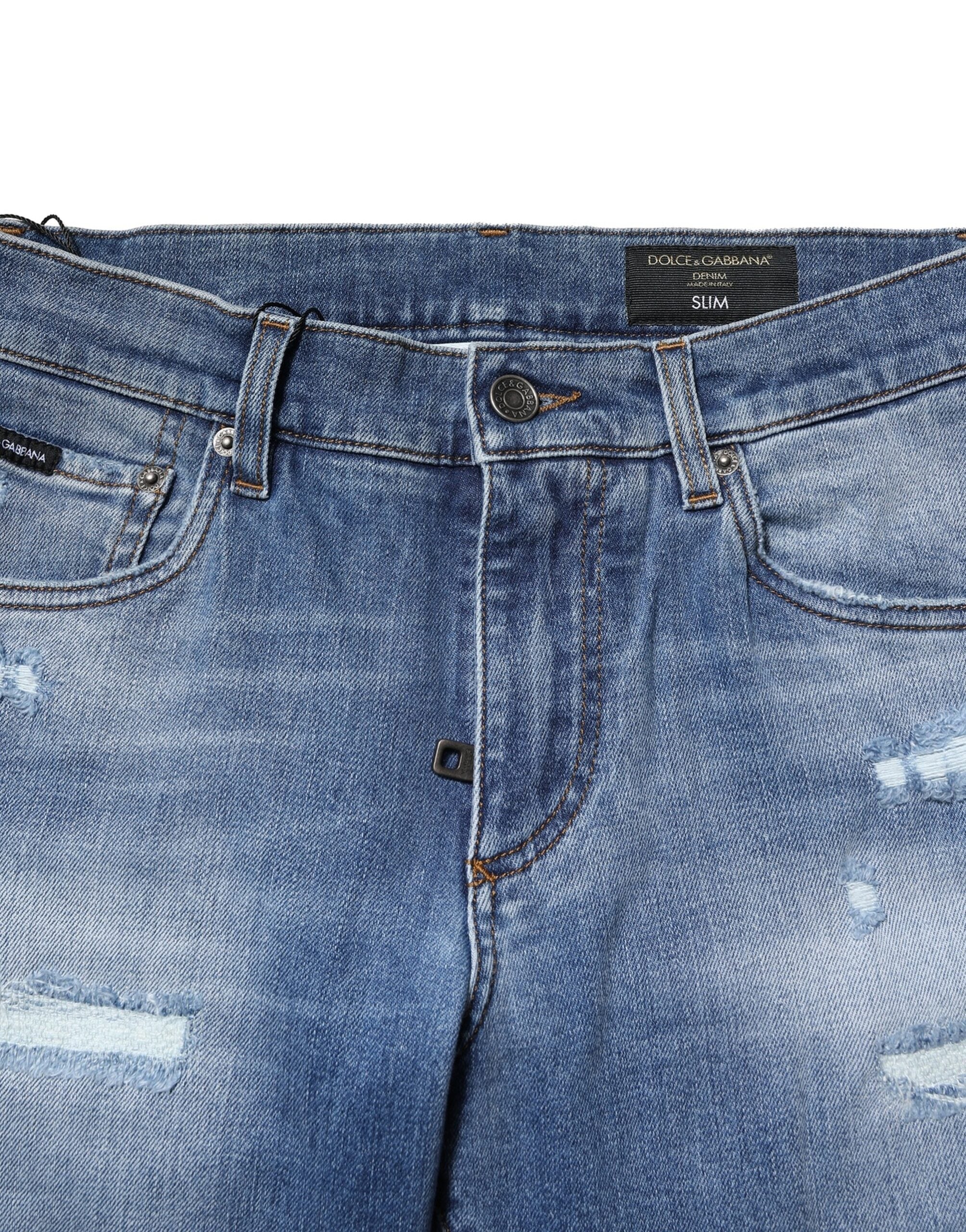 Dolce & Gabbana Blue Washed Cotton Skinny Men's Denim Jeans