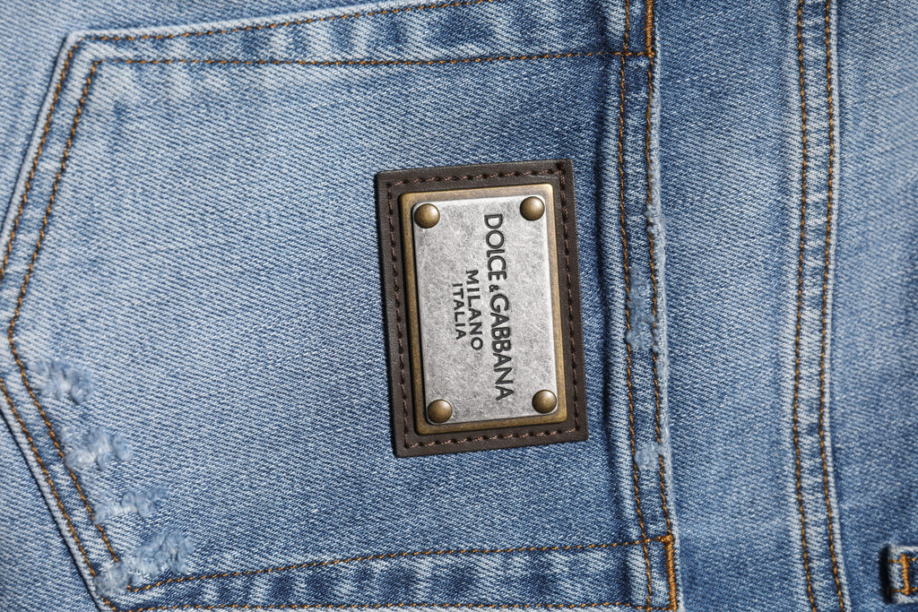 Dolce & Gabbana Blue Washed Cotton Skinny Men's Denim Jeans