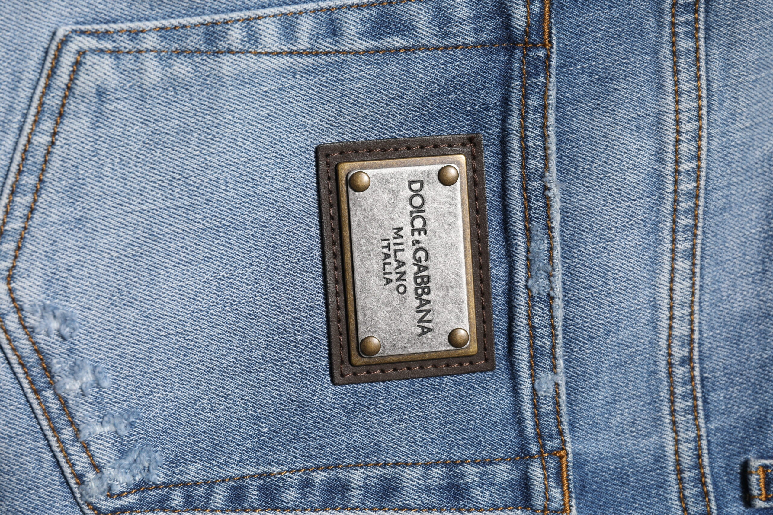 Dolce & Gabbana Blue Washed Cotton Skinny Men's Denim Jeans