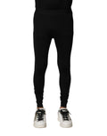 Dolce & Gabbana Black Nylon Stretch Logo Men's Leggings Pants
