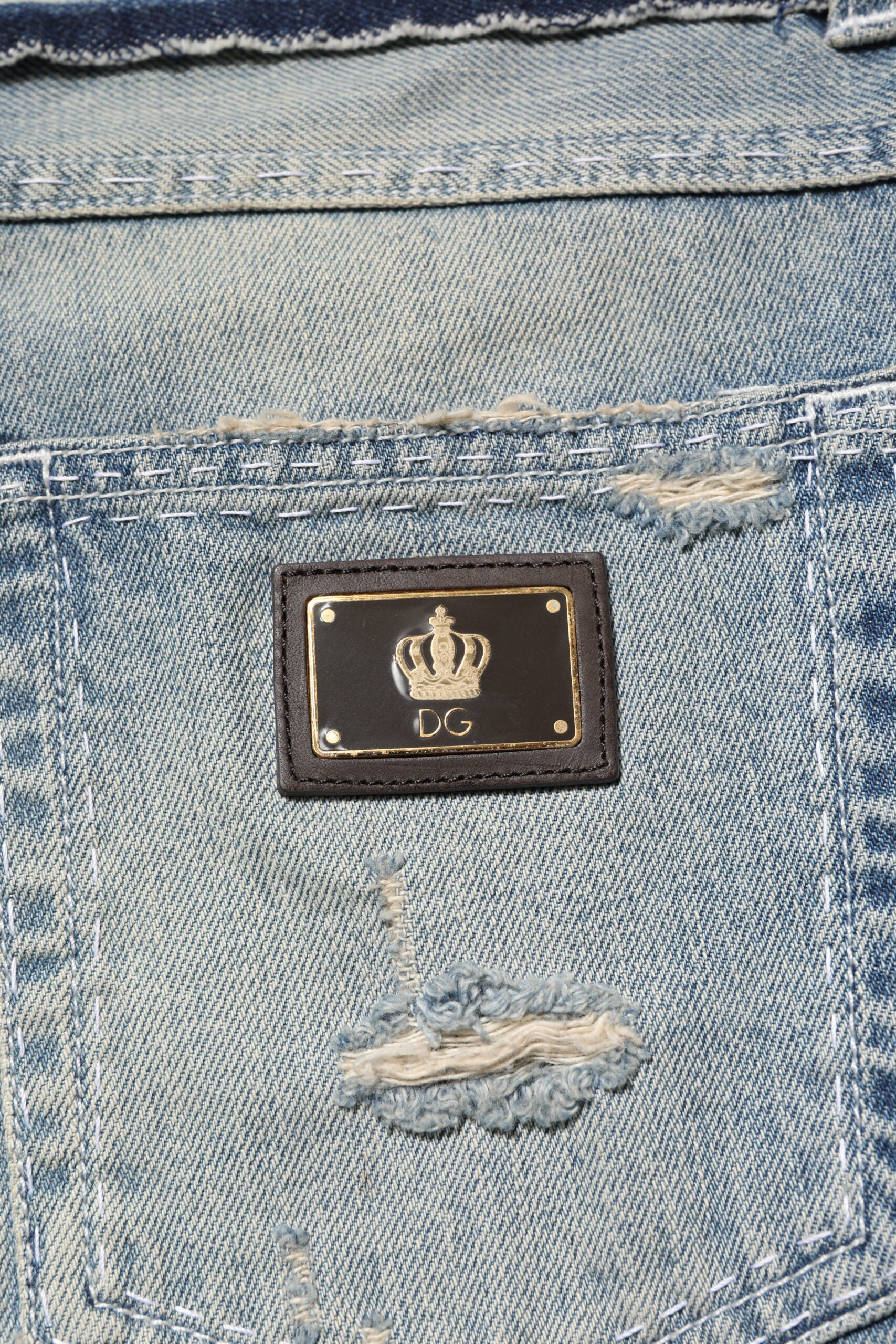Dolce & Gabbana Hellblaue zerfledderte Straight Men Denim Jeans