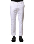 Dolce & Gabbana Weiße Baumwolle Gerade Logo Männer Hose