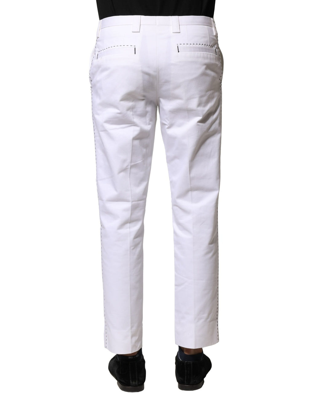 Dolce & Gabbana Weiße Baumwolle Gerade Logo Männer Hose