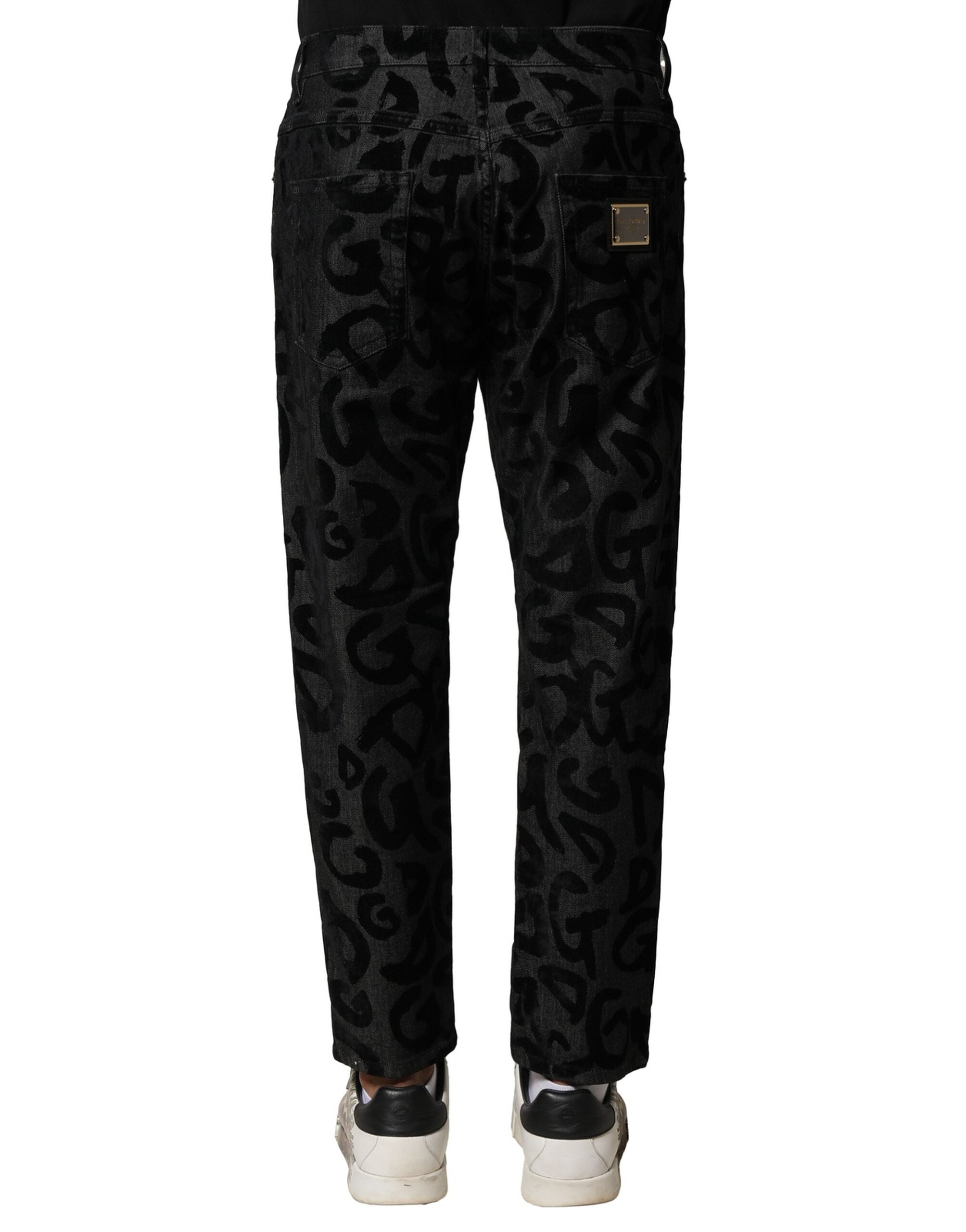 Dolce & Gabbana Grey Cotton DG Logo Straight Men's Denim Jeans