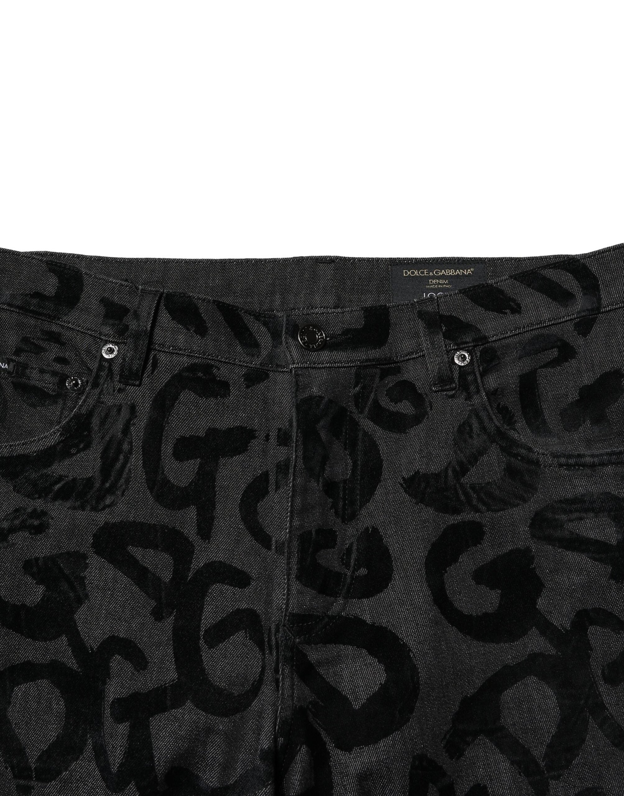 Dolce & Gabbana Grey Cotton DG Logo Straight Men's Denim Jeans